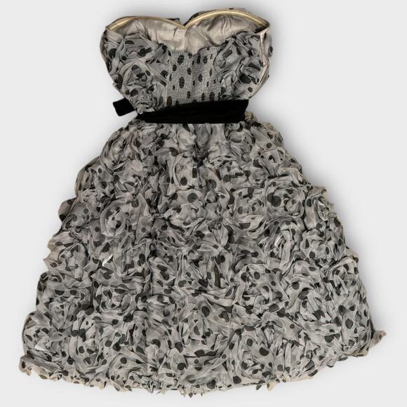 ANTHROPOLOGIE Geisha Designs Appliqued Tulle Strapless Midi Dress Size 8 Petite - Picture 5 of 8